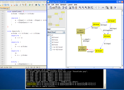 Koch snowflake generation in GrGen.NET, match highlighted
